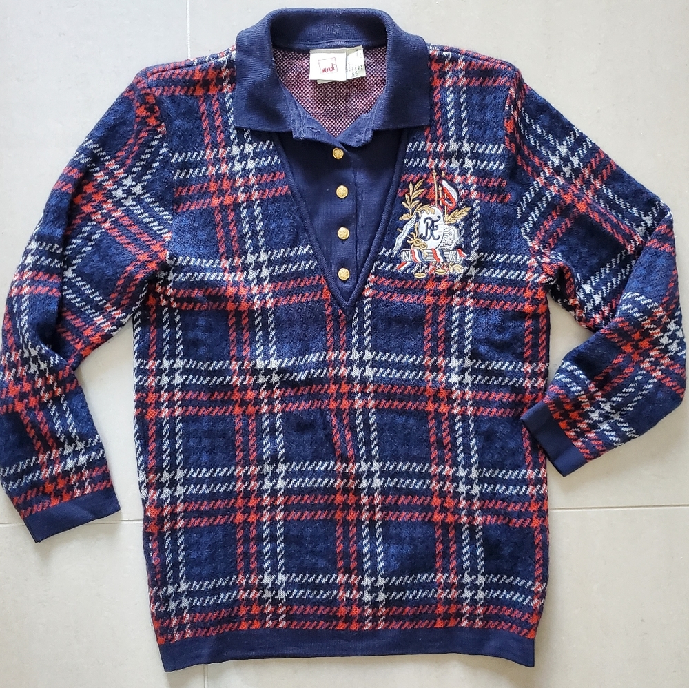 Vintage Mondi Womens Checkered Sweater - Size 34